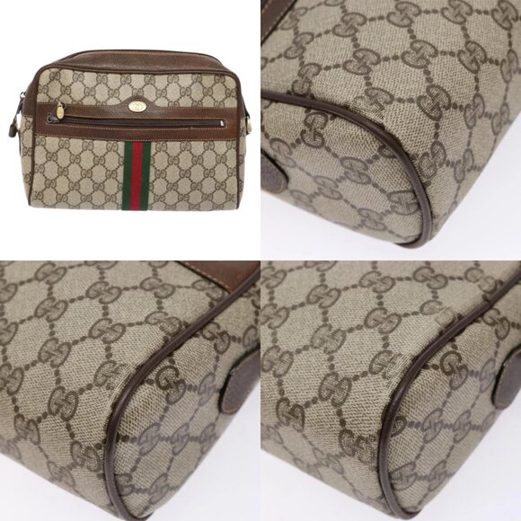 GUCCI GG Supreme Web Sherry Line Shoulder Bag PVC Beige 001 4071 5 Auth gh717 - Picture 13 of 15